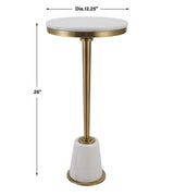 Uttermost Edifice White Marble Drink Table - Home Elegance USA