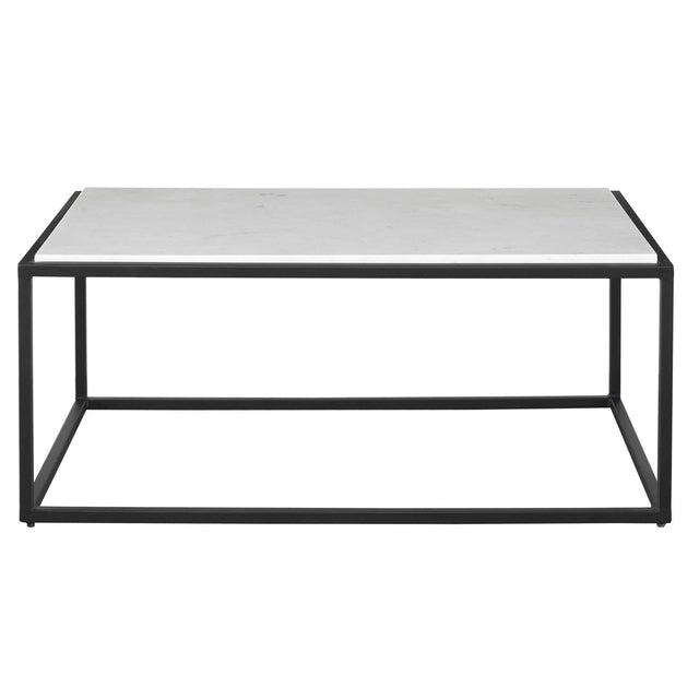 Uttermost Vola Modern White Marble Coffee Table - Home Elegance USA