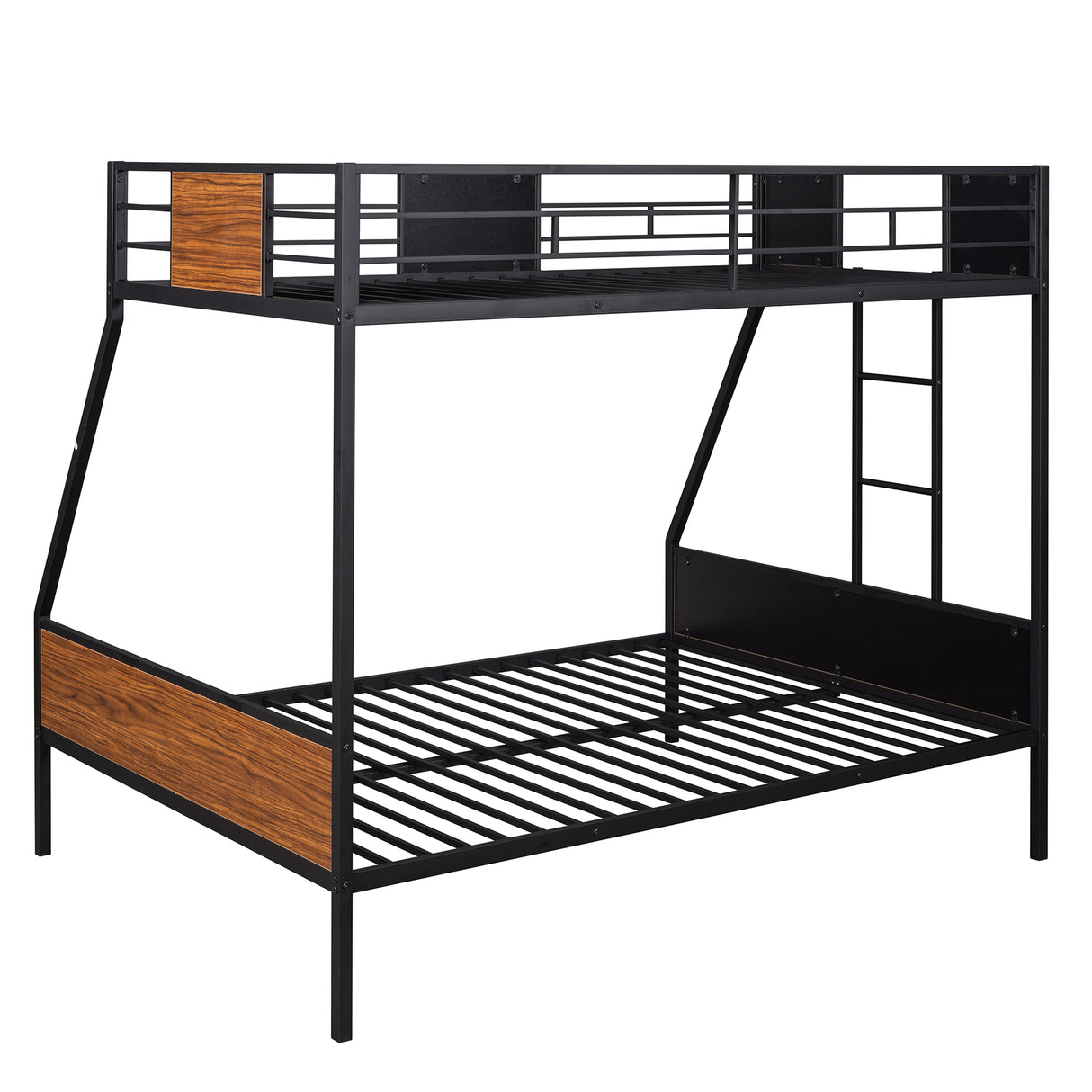 Twin-over-full bunk bed modern style steel frame bunk bed with safety rail, built-in ladder for bedroom, dorm, boys, girls, adults (OLD SKU:LP000090AAD) - Home Elegance USA