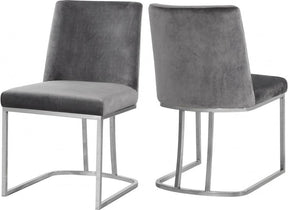Heidi Velvet Dining Chair In Grey (Set Of 2) - 728Grey-C | Meridian