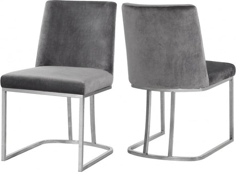 Meridian Furniture - Heidi Velvet Dining Chair In Grey (Set Of 2) - 728Grey-C