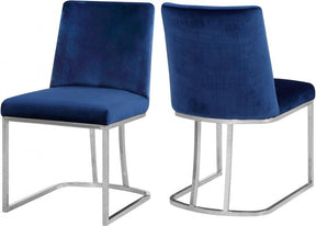 Heidi Velvet Dining Chair In Navy (Set Of 2) - 728Navy-C | Meridian