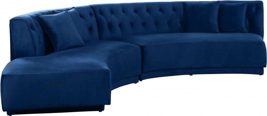 Meridian Furniture - Kenzi 2 Piece Sectional Velvet In Navy - 641Navy-Sectional