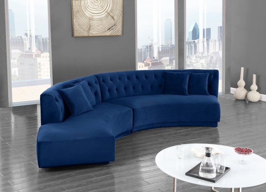 Meridian Furniture - Kenzi 2 Piece Sectional Velvet In Navy - 641Navy-Sectional