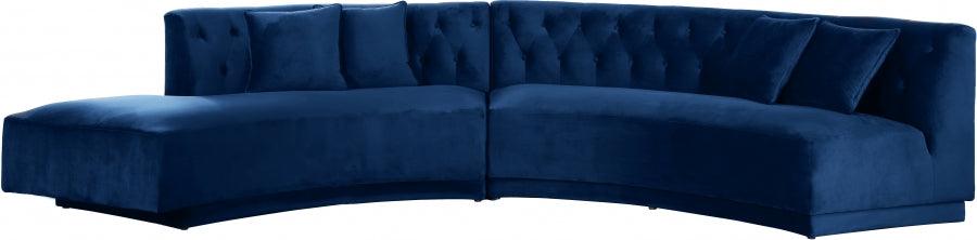 Meridian Furniture - Kenzi 2 Piece Sectional Velvet In Navy - 641Navy-Sectional