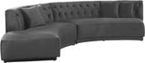 Meridian Furniture - Kenzi 2 Piece Sectional Velvet In Grey - 641Grey-Sectional