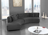 Meridian Furniture - Kenzi 2 Piece Sectional Velvet In Grey - 641Grey-Sectional