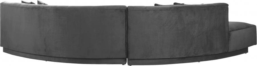 Meridian Furniture - Kenzi 2 Piece Sectional Velvet In Grey - 641Grey-Sectional