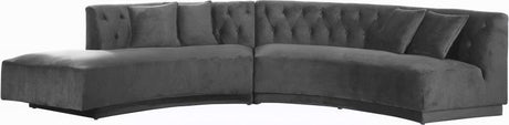 Meridian Furniture - Kenzi 2 Piece Sectional Velvet In Grey - 641Grey-Sectional