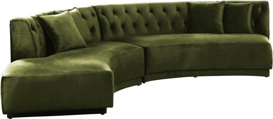 Meridian Furniture - Kenzi 2 Piece Sectional Velvet In Olive - 641Olive-Sectional