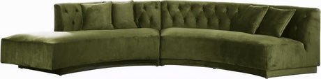 Meridian Furniture - Kenzi 2 Piece Sectional Velvet In Olive - 641Olive-Sectional