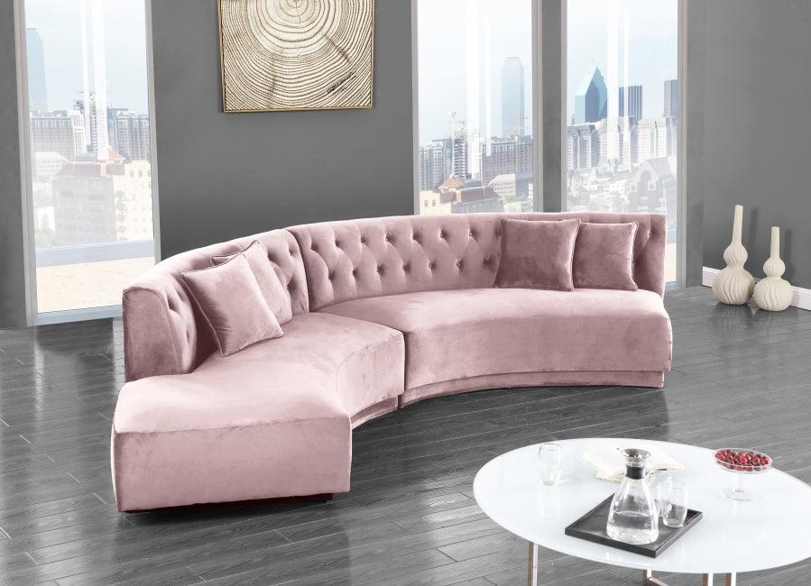 Meridian Furniture - Kenzi 2 Piece Sectional Velvet In Pink - 641Pink-Sectional