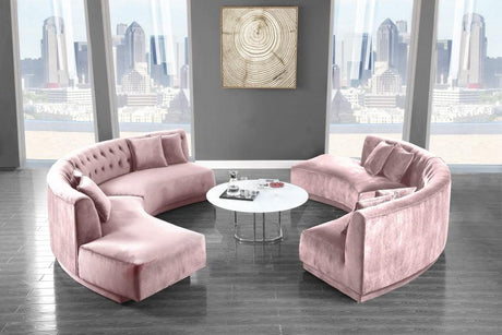 Meridian Furniture - Kenzi 2 Piece Sectional Velvet In Pink - 641Pink-Sectional