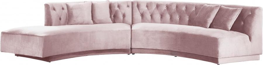 Meridian Furniture - Kenzi 2 Piece Sectional Velvet In Pink - 641Pink-Sectional