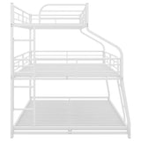 Twin XL/Full XL/Queen Triple Bunk Bed with Long and Short Ladder and Full-Length Guardrails,White - Home Elegance USA