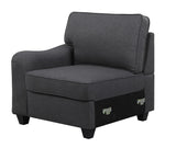 Leo Dark Gray Linen 6 Seater Sofa and Ottoman Home Elegance USA