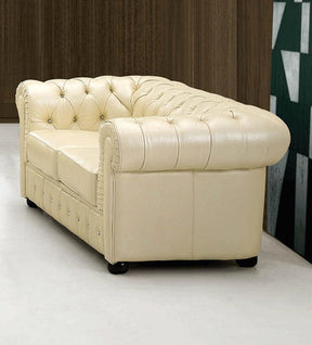 258 Modern Leather Loveseat In Ivory - 2582 | ESF