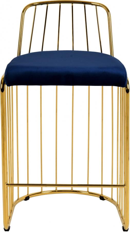 Meridian Furniture - Gio Velvet Counter Stool Set Of 2 In Navy - 759Navy