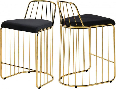 Meridian Furniture - Gio Velvet Counter Stool Set Of 2 In Black - 759Black