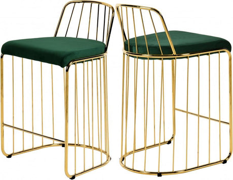 Meridian Furniture - Gio Velvet Counter Stool Set Of 2 In Green - 759Green