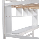 Twin Size Loft Bed with Convenient Desk, Shelves, and Ladder, White(Similar SKU:SM001302AAK) - Home Elegance USA