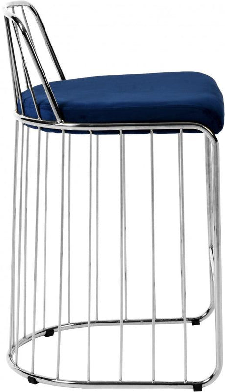 Meridian Furniture - Gio Velvet Counter Stool Set Of 2 In Navy - 760Navy