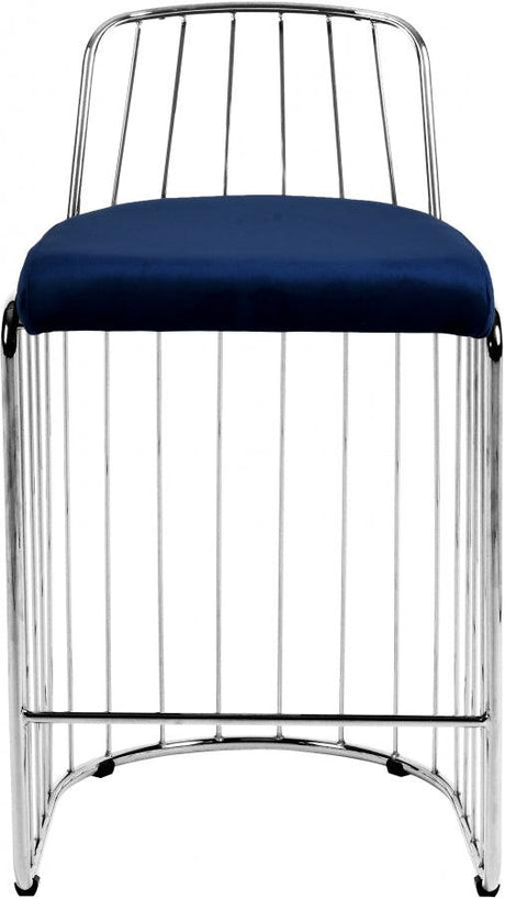 Meridian Furniture - Gio Velvet Counter Stool Set Of 2 In Navy - 760Navy