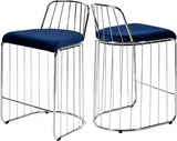 Meridian Furniture - Gio Velvet Counter Stool Set Of 2 In Navy - 760Navy