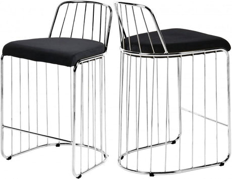 Meridian Furniture - Gio Velvet Counter Stool Set Of 2 In Black - 760Black