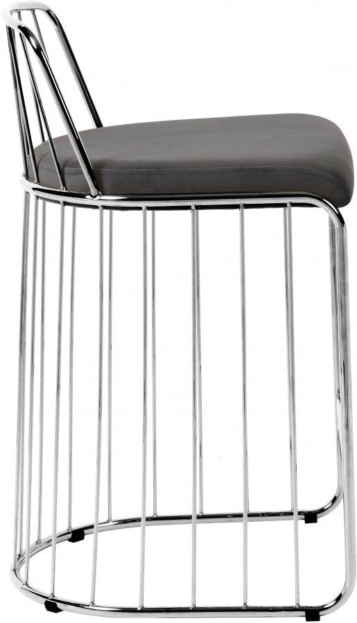 Meridian Furniture - Gio Velvet Counter Stool Set Of 2 In Grey - 760Grey