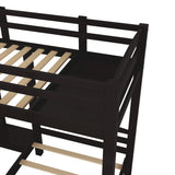 Twin over Twin & Twin Bunk Bed with Built-in Staircase and Storage Drawer,Espresso Home Elegance USA