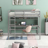 Twin Size Loft Bed with Convenient Desk, Shelves, and Ladder, White(Similar SKU:SM001302AAE) - Home Elegance USA