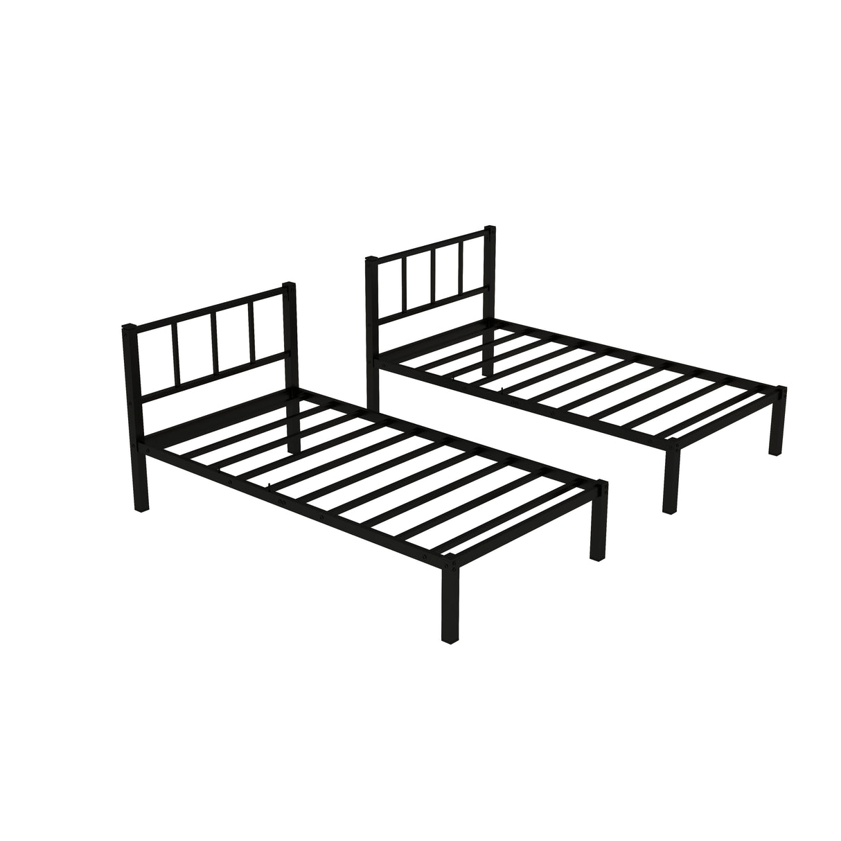 Twin over Twin & Twin Bunk Beds for 3, Twin XL over Twin & Twin Bunk Bed Metal Triple Bunk Bed, Black (Pre-sale date: June 10th) - Home Elegance USA