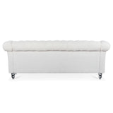 84.65" Rolled Arm Chesterfield 3 Seater Sofa - W68058494 - image - 7