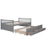 Full size Daybed with Twin size Trundle and Drawers, Full Size, Gray