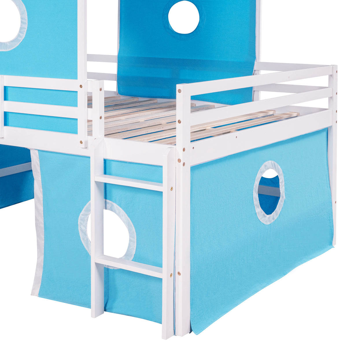 Full Size Bunk Bed with Slide Blue Tent and Tower - Blue - Home Elegance USA