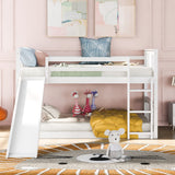 Twin Over Twin Bunk Bed with Slide and Ladder, White (Old SKU：LP000108AAK) - Home Elegance USA