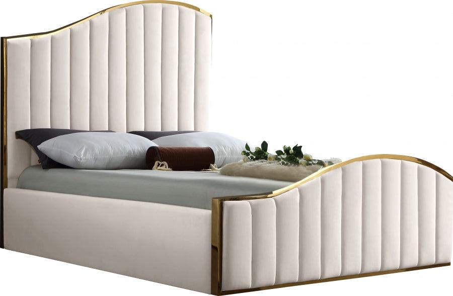 Meridian Furniture - Jolie Velvet King Bed In Cream - Joliecream-K