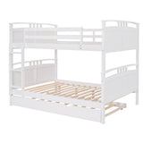 Full-Over-Full Bunk Bed with Twin size Trundle , Separable Bunk Bed for Bedroom - White - Home Elegance USA