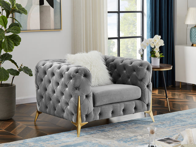 Single Grey Velvet Sofa Home Elegance USA