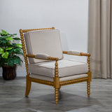 Spindle Chair, Weathered Oak, Beige - Home Elegance USA