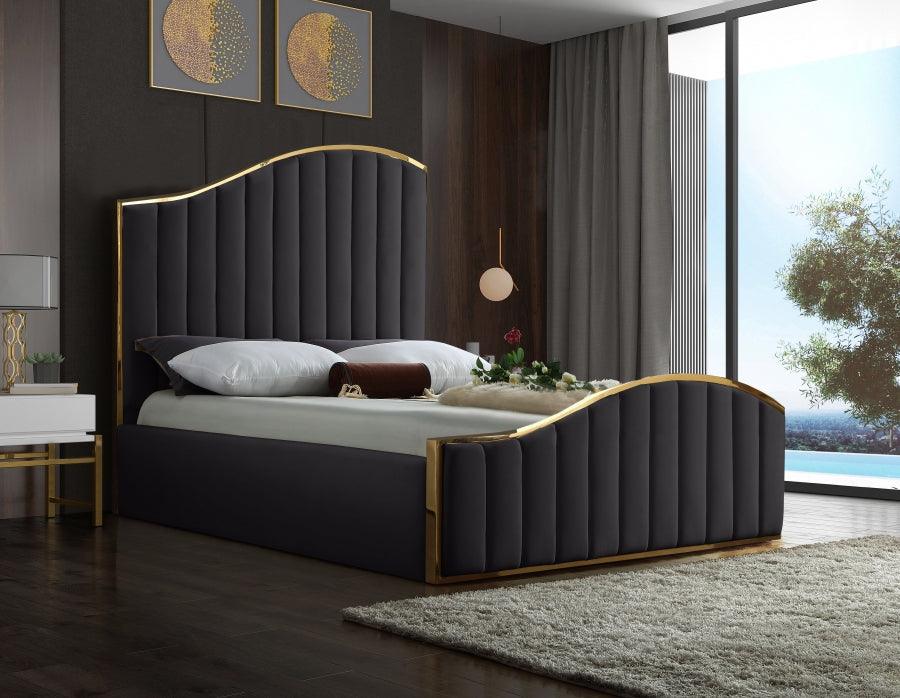 Meridian Furniture - Jolie Velvet Queen Bed In Grey - Joliegrey-Q