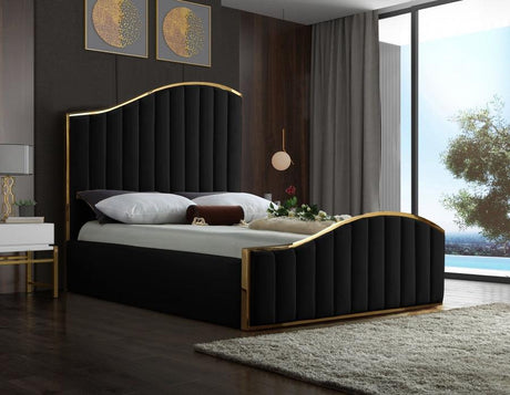 Meridian Furniture - Jolie Velvet Queen Bed In Black - Jolieblack-Q