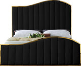 Meridian Furniture - Jolie Velvet Queen Bed In Black - Jolieblack-Q