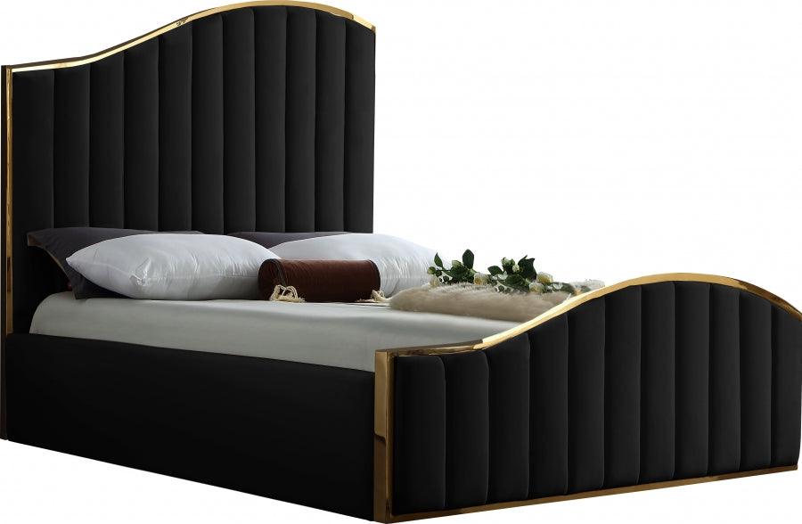 Meridian Furniture - Jolie Velvet Queen Bed In Black - Jolieblack-Q