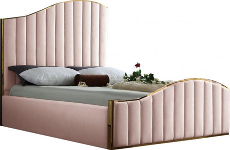 Meridian Furniture - Jolie Velvet Queen Bed In Pink - Joliepink-Q