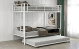 Twin over Twin Bunk Bed with Trundle, White - Home Elegance USA