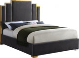 Meridian Furniture - Hugo Velvet Queen Bed In Grey - Hugogrey-Q