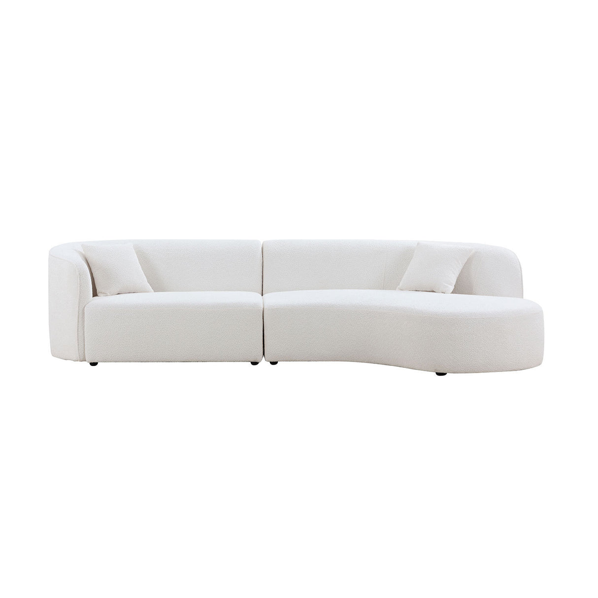 Luxury Modern Style Living Room Upholstery Curved Sofa with Chaise 2-Piece Set, Right Hand Facing Sectional,  Boucle Couch, White - Home Elegance USA