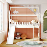 Twin Loft Bed with Slide, House Bed with Slide,White(OLD SKU :LT000212AAK) - Home Elegance USA